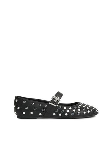 [해외직구] 25FW 칼라거펠트 플랫 슈즈 KL40127 00S black leather W silver NERO ARGENTO