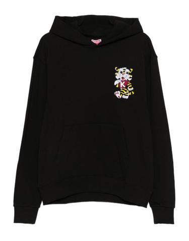 [해외직구] 26SS 겐조 와일드 타이거 엠브로이더드 후드 티셔츠 FG55HO2044MJ99J BLACK