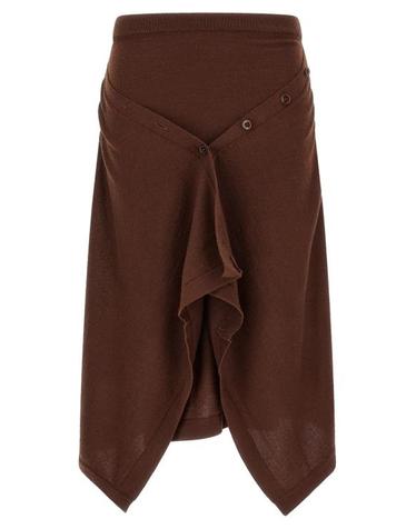 [해외직구] 26FW 르메르 버튼 비대칭 스커트 LE342357BM BROWN