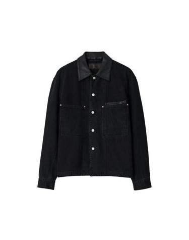 [해외직구] 26FW 르메르 레더 칼라 디테일 데님 워크웨어 오버셔츠 SH1310 LD1075 BK999 BLACK