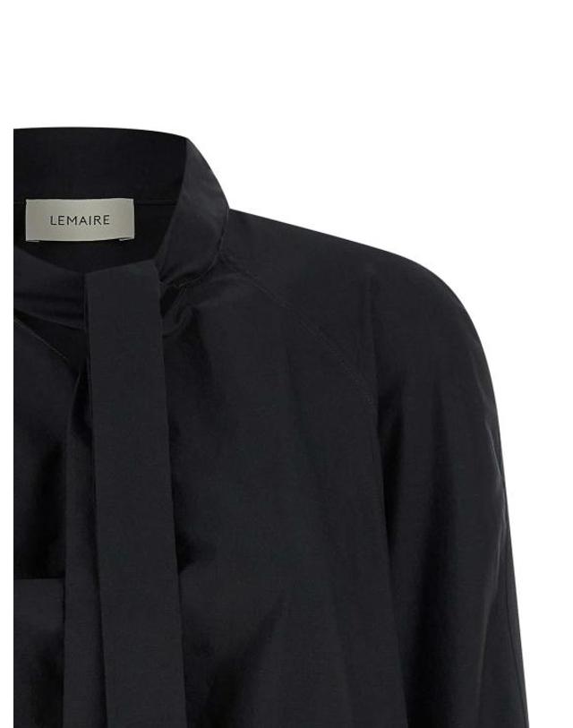 르메르 [해외직구] 26SS 르메르 워시드 코튼 실크 애스콧 블라우스 SH1218LF1500BK998 착용컷