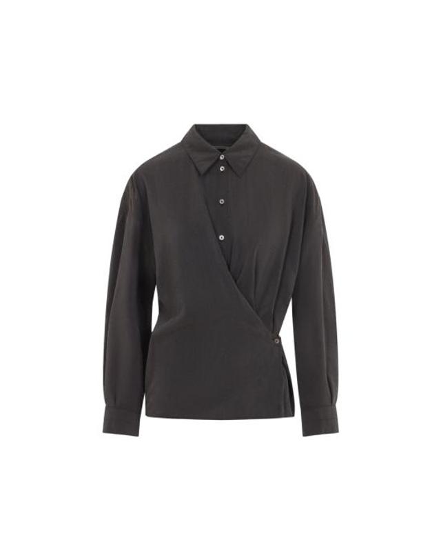 르메르 [해외직구] 26FW 르메르 스트레이트 칼라 트위스트 셔츠 SH1141 LF1308 BR532 LICORICE 착용컷
