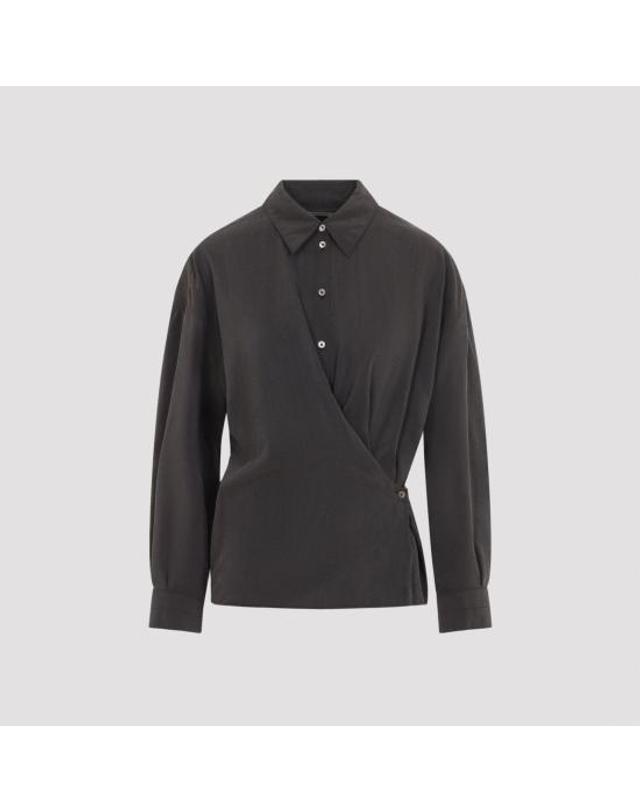 르메르 [해외직구] 26FW 르메르 스트레이트 칼라 트위스트 셔츠 SH1141 LF1308 BR532 LICORICE 착용컷