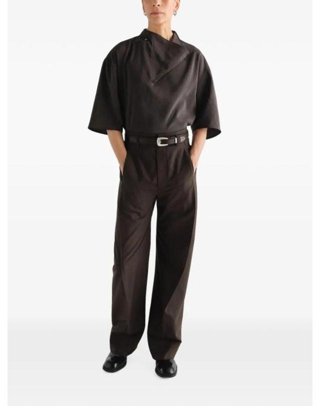 르메르 [해외직구] 26FW 르메르 드라이 실크 소프트 칼라 탑 드라이 실크 소프트 칼라 탑 SH1292LF1308BR532 착용컷
