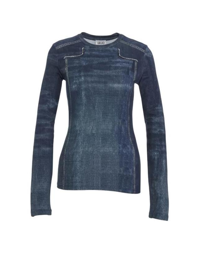리우조 [해외직구] 26FW 리우조 반팔 티셔츠 UF6515J1624L9681 Navy blue 착용컷