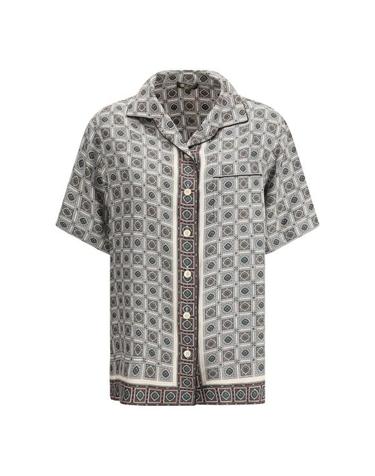 [해외직구] 25FW 로로피아나 셔츠 FAP8302T1S7 IVORY GREEN RED