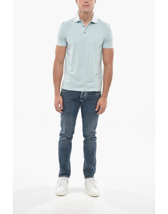 말로 [해외직구] 말로 폴로 티셔츠 UJD086 J3U26 E3453 Light blue 착용컷