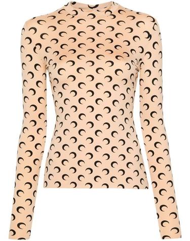 [해외직구] 26SS 마린세르 문 프린티드 저지 세컨드 스킨 하이넥 탑 WTS005ACJER0001 TA10 Beige