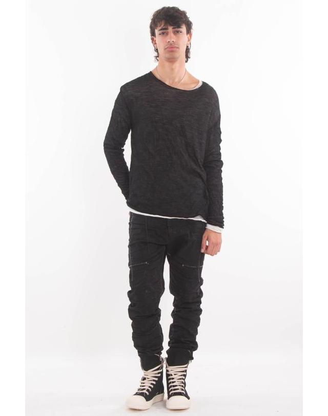 엠디75 [해외직구] 25FW 엠디75 스웨터 MD12133 BLACK WHITE Black 착용컷