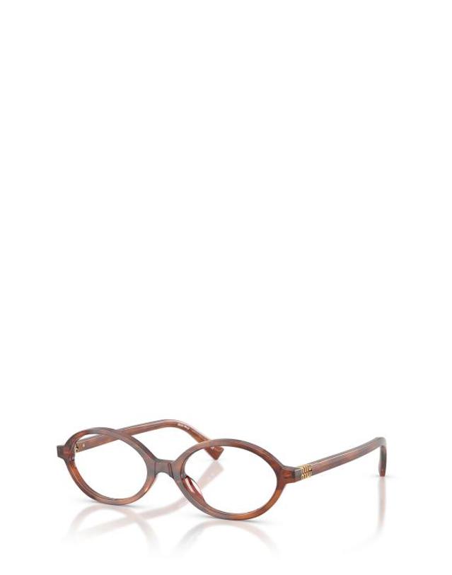 미우미우 [해외직구] 26FW 미우미우 REGARD 리가드 오벌 프레임 안경 MU 01XV 26E1O1 STRIPED TOBACCO 착용컷