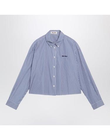 [해외직구] 26FW 미우미우 마이크로 핀스트라이프 포플린 셔츠 MK2047OOO195D White