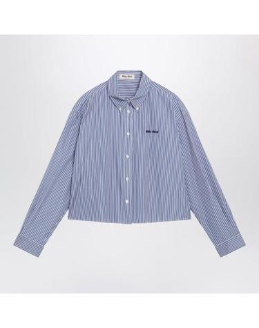 [해외직구] 26FW 미우미우 마이크로 핀스트라이프 포플린 셔츠 MK2047OOO195D F098Z WHITE