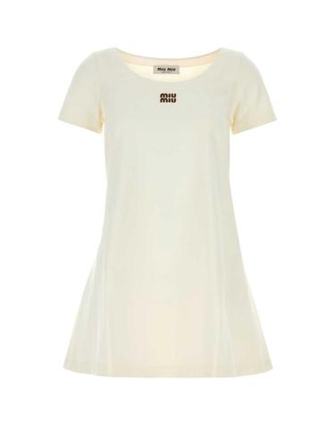 [해외직구] 26FW 미우미우 스퀘어넥 로고 미니 드레스 MF6409SOOO1965 F0009 White