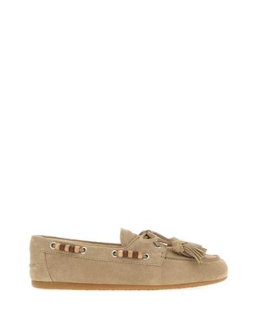 [해외직구] 26FW 미우미우 스웨이드 태슬 장식 덱 슈즈 5D518EF005054 F0F24 Beige o Tan
