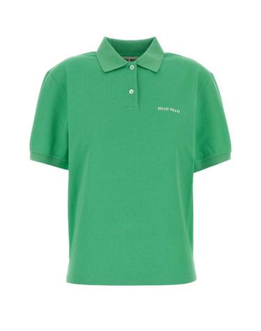 [해외직구] 26FW 미우미우 로고 자수 폴로 셔츠 MJN535SOOO14RW F0223 GREEN