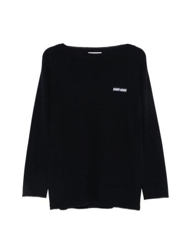 [해외직구] 26FW 미우미우 로고 울 보트넥 스웨터 MML06W1903SOOOF0008 BLEU