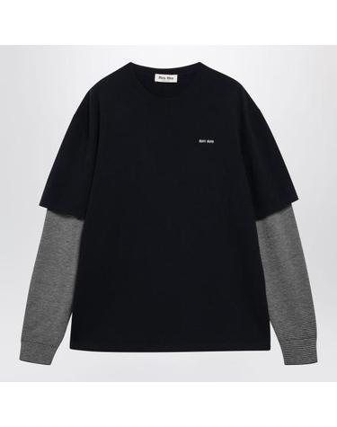 [해외직구] 26FW 미우미우 긴팔 티셔츠 MML07LOOO6061 Blue