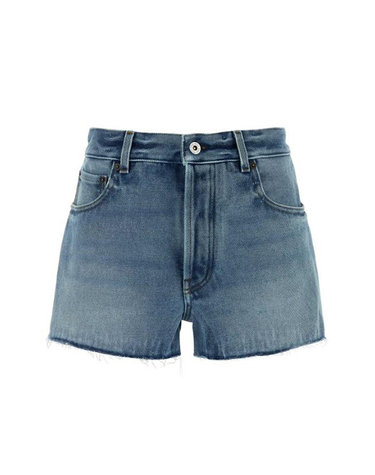 [해외직구] 26FW 미우미우 백 로고 패치 프레이드 헴 데님 쇼츠 GWP609SOOO192W F0013 BLUE