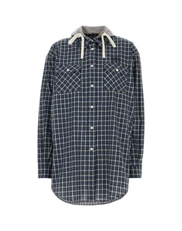[해외직구] 26FW 미우미우 체크 플란넬 셔츠 MK2051SOOO6210F022X BLU BIANCO