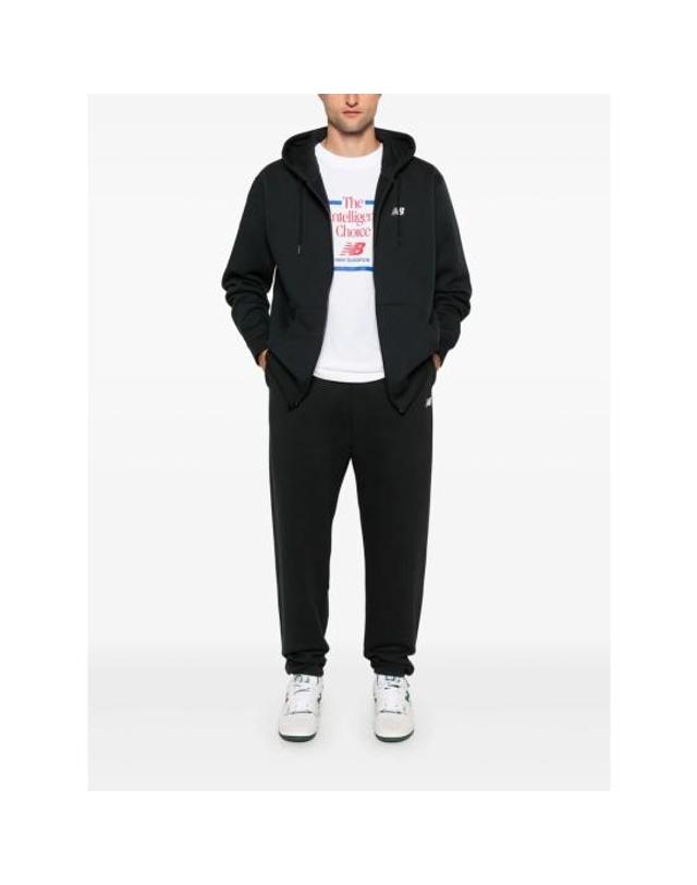 뉴발란스 [해외직구] 26FW 뉴발란스 로고 플리스 풀집 후디 MJ41502BK BLACK 착용컷