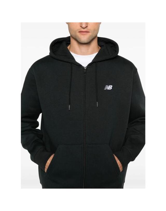 뉴발란스 [해외직구] 26FW 뉴발란스 로고 플리스 풀집 후디 MJ41502BK BLACK 착용컷