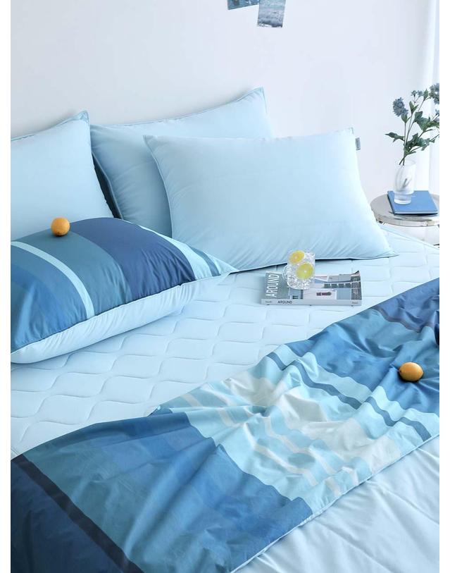 오리고 부드러운 냉감 고밀도 순면 여름 슬림 차렵이불 2 color 2size 착용컷