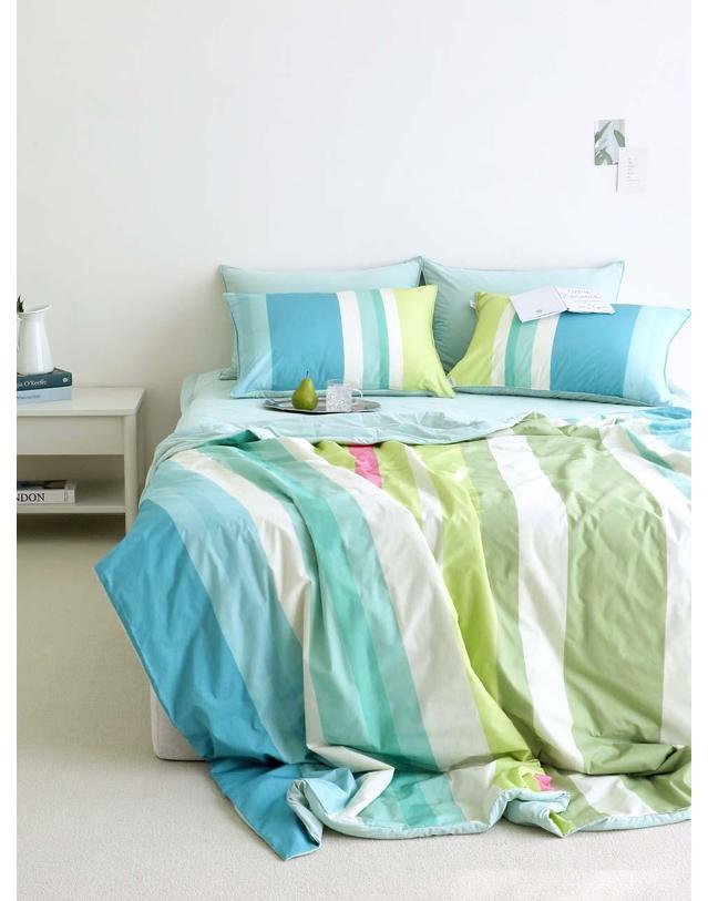 오리고 부드러운 냉감 고밀도 순면 여름 슬림 차렵이불 2 color 2size 착용컷