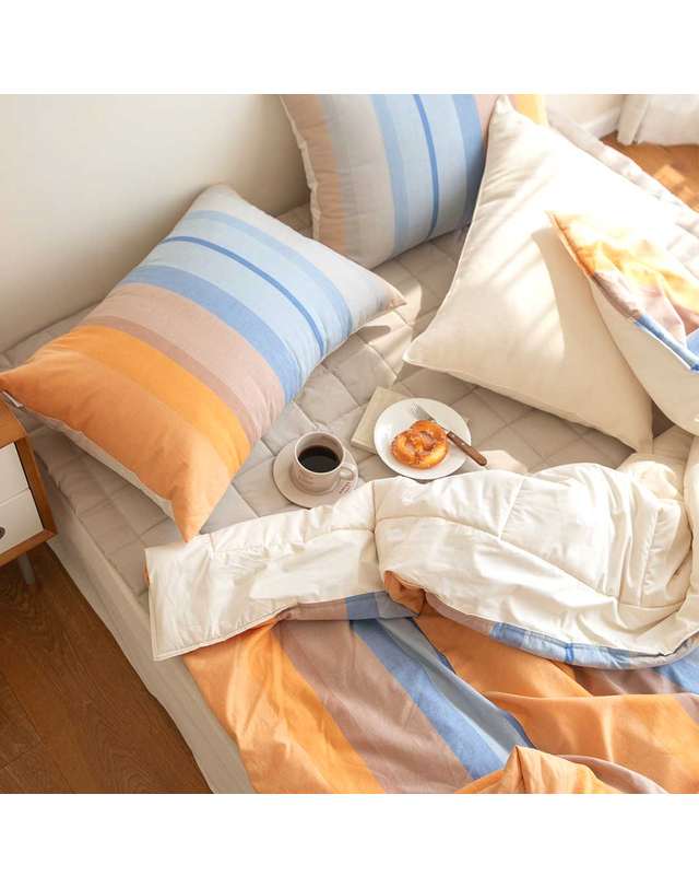 오리고 사계절 호주산 양모 순면 차렵이불 썬키스드 워터 착용컷