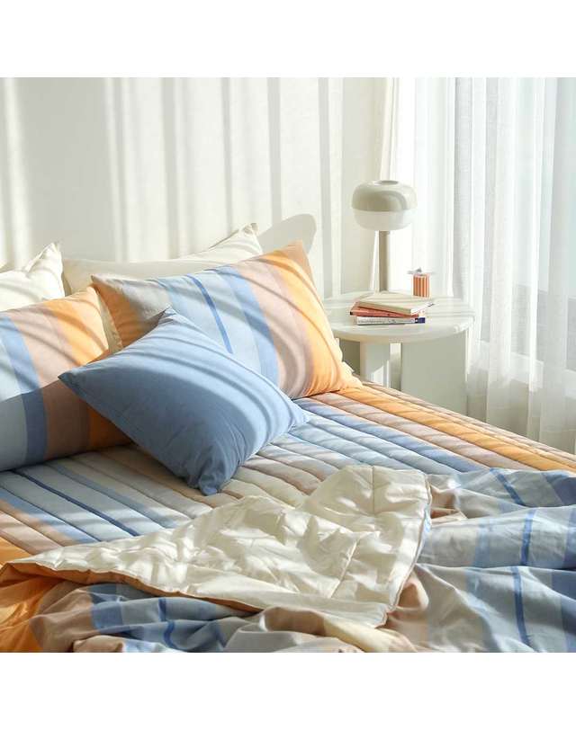 오리고 20수 면 누빔 침대패드 썬키스드워터 SS/Q 착용컷