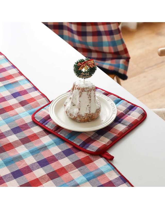 오리고 냄비받침 체크 오가닉코튼 3color 착용컷