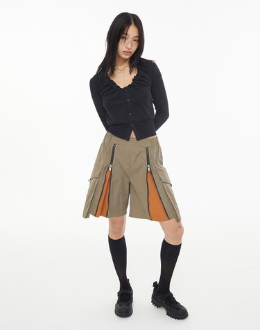 쿄 슬럽 셔링 버클넥 가디건 블랙