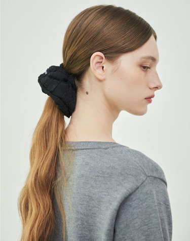 [12차] HAIR SCRUNCH JACQUARD (BLACK)