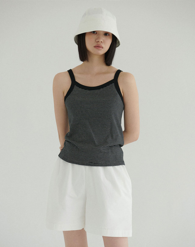38컴온커먼 [15차] Stripe Rib Sleeveless (Black) 착용컷