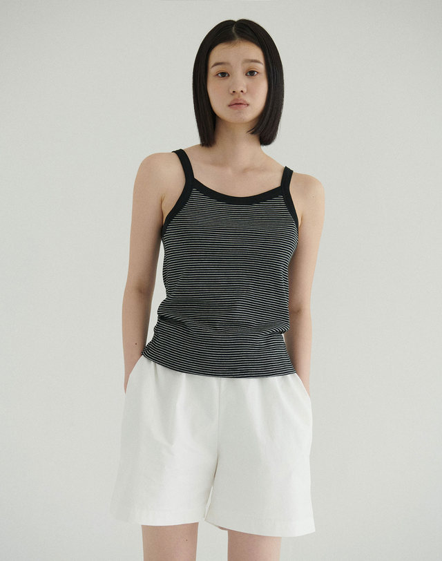 38컴온커먼 [15차] Stripe Rib Sleeveless (Black) 착용컷