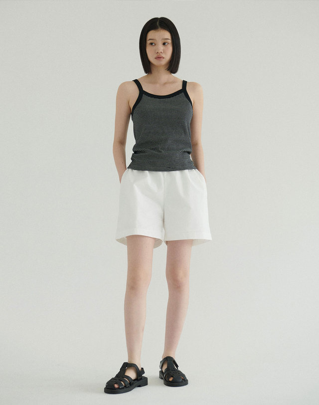 38컴온커먼 [15차] Stripe Rib Sleeveless (Black) 착용컷