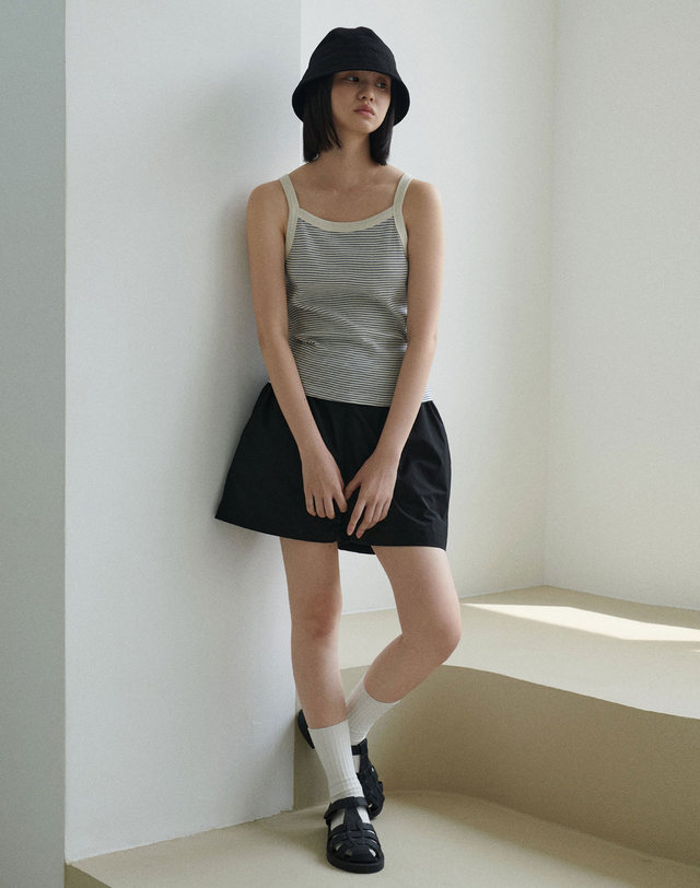 38컴온커먼 [28차] Stripe Rib Sleeveless (Ivory) 착용컷