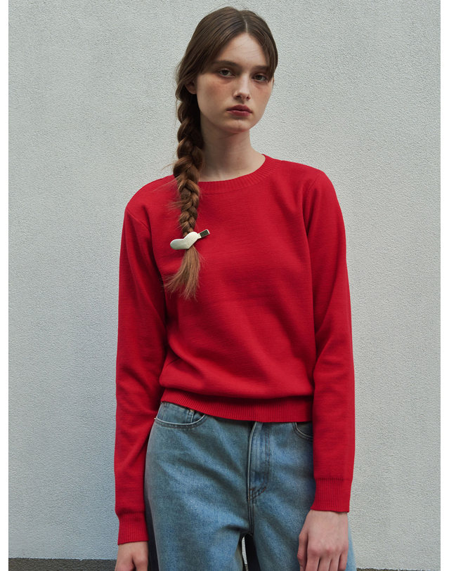 38컴온커먼 Back cut-out knit (Red) 착용컷
