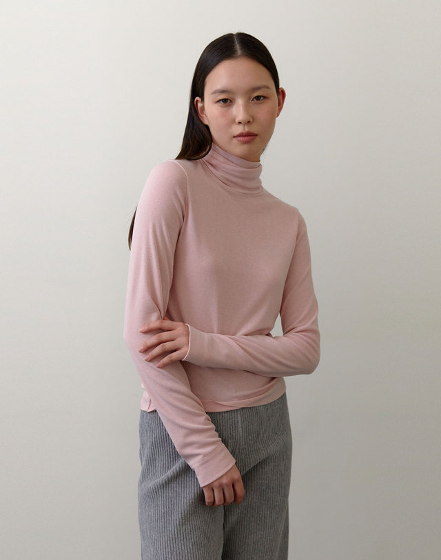 38컴온커먼 [17차] Classic Turtle neck T-shirts (Light pink) 착용컷