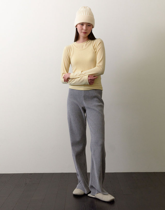 38컴온커먼 [7차] Big corduroy banding pants (Melange grey) 착용컷