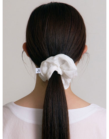 [21차] Check Sheer Scrunchie (White)