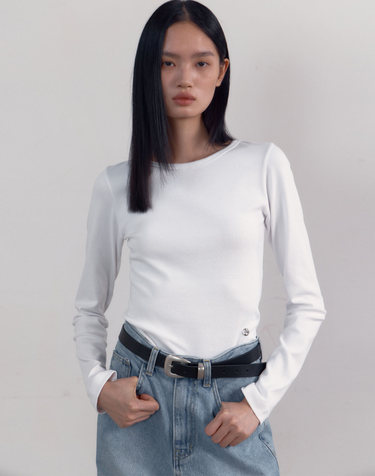 [8차] Symbol Slim Long Sleeve T-Shirts (White)