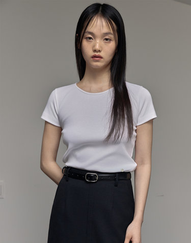 [3차] Symbol Slim Rib T-Shirts (White)