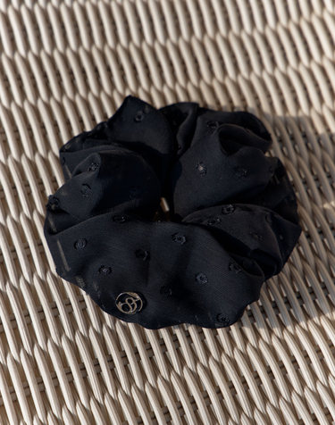 Dot Sheer Layered Scrunchie (Black)