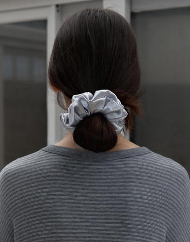 Silky Satin Scrunchie (Silver)