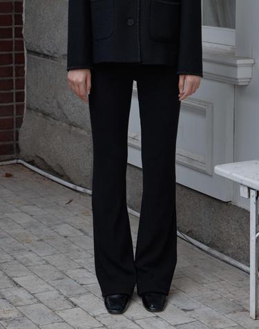 [3차] Ribbed Knit Bootcut Pants (Black)