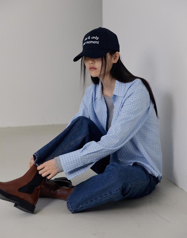 38컴온커먼 Comfy Over Check Shirts (Blue) 착용컷