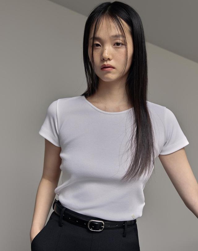 38컴온커먼 [3차] Symbol Slim Rib T-Shirts (White) 착용컷
