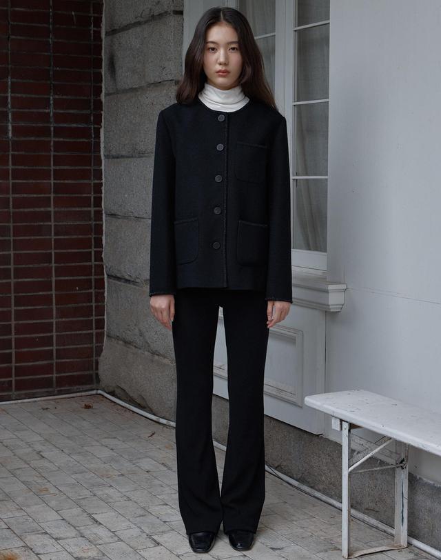 38컴온커먼 [3차] Ribbed Knit Bootcut Pants (Black) 착용컷