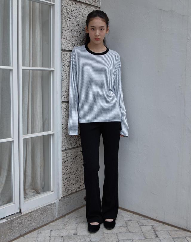 38컴온커먼 [3차] Ribbed Knit Bootcut Pants (Black) 착용컷