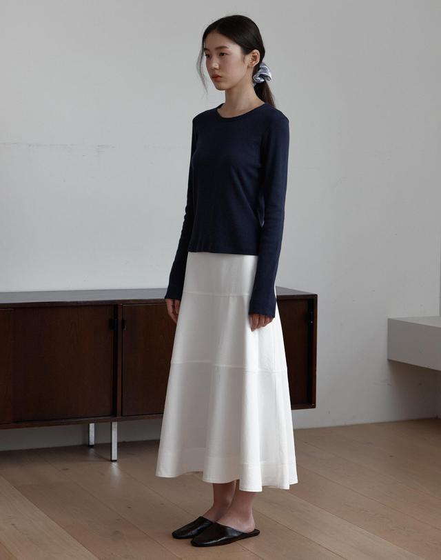 38컴온커먼 Pure Tiered Midi Skirts (White) 착용컷